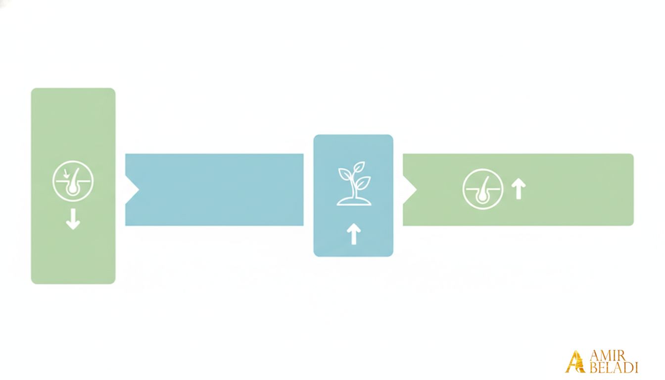 Infographic timeline showing 3-month PRP hair growth recovery phases