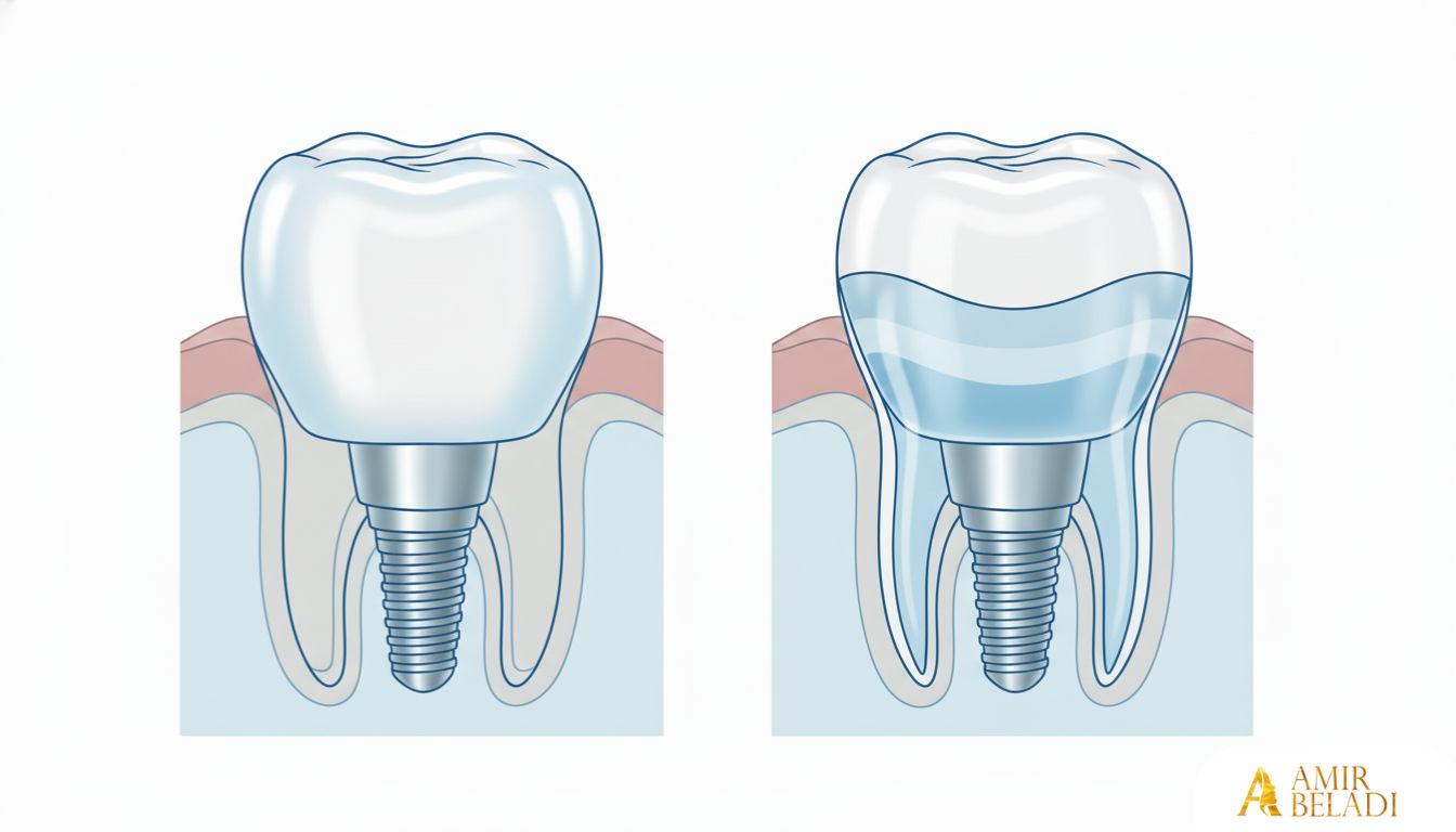 Medical illustration comparing Zirconia and E-max crowns