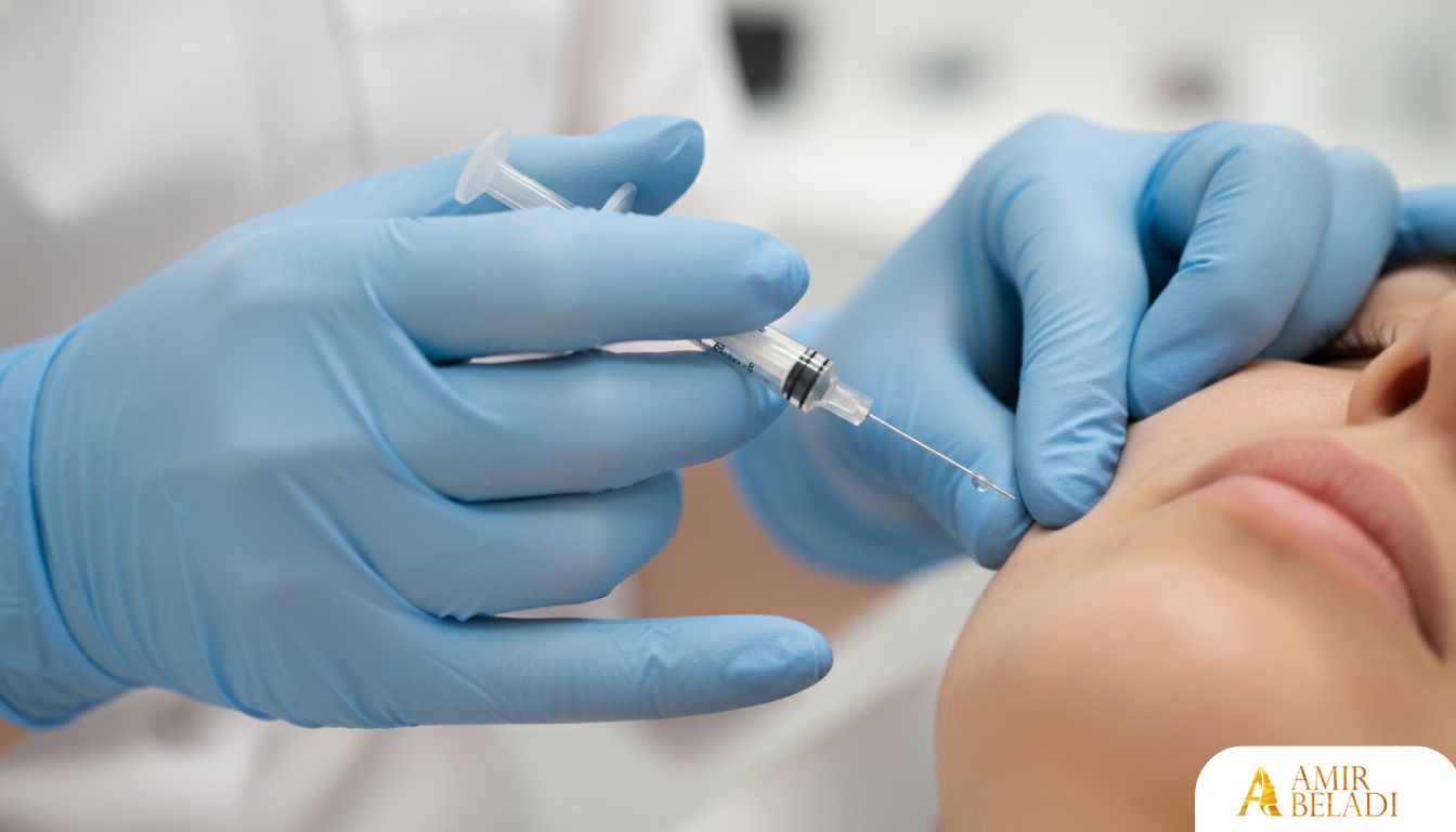 Doctor performing precise skin booster micro-injections on patient