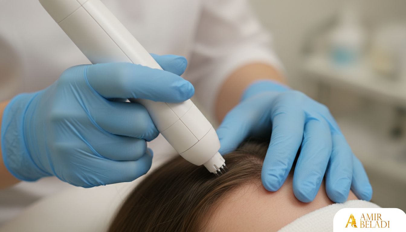 Scalp microneedling procedure for hair loss