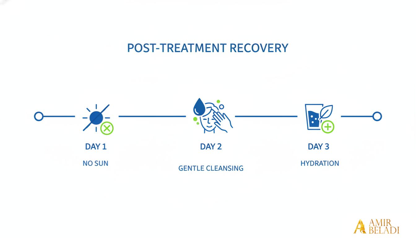 Infographic showing 3-day post-treatment recovery plan