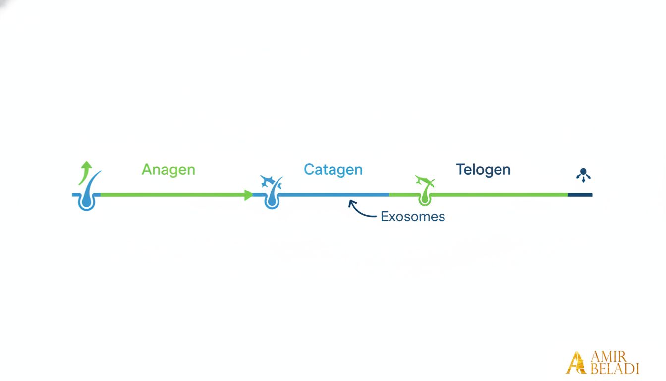 Infographic timeline showing the hair growth cycle phases