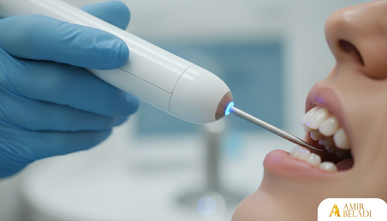 Modern 3D intraoral dental scanner in use